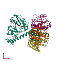 PDB entry 1s5c coloured by chain, front view.