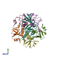 PDB entry 1s5c coloured by chain, side view.