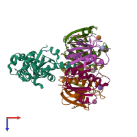 PDB entry 1s5d coloured by chain, top view.