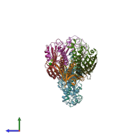 PDB entry 1s5e coloured by chain, side view.