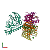 PDB entry 1s5f coloured by chain, front view.