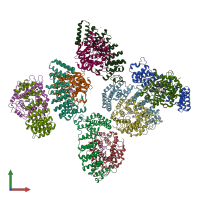 PDB entry 1s64 coloured by chain, front view.