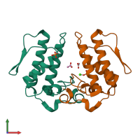 PDB entry 1s6b coloured by chain, front view.