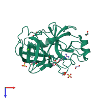 PDB entry 1s6f coloured by chain, top view.