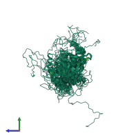 PDB entry 1s6i coloured by chain, ensemble of 15 models, side view.