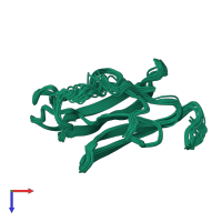 PDB entry 1s6n coloured by chain, ensemble of 15 models, top view.