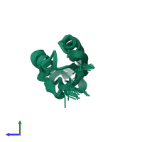 PDB entry 1s6o coloured by chain, ensemble of 30 models, side view.