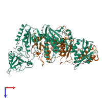 PDB entry 1s6p coloured by chain, top view.