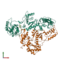 PDB entry 1s6q coloured by chain, front view.