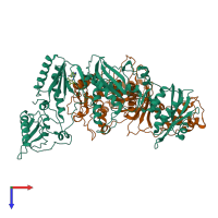 PDB entry 1s6q coloured by chain, top view.