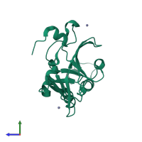 PDB entry 1s7d coloured by chain, side view.