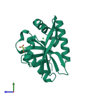 PDB entry 1s7f coloured by chain, side view.