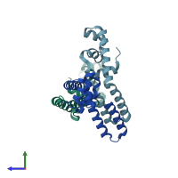 PDB entry 1s7o coloured by chain, side view.