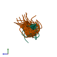 PDB entry 1s7p coloured by chain, ensemble of 20 models, side view.