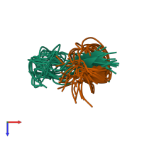 PDB entry 1s7p coloured by chain, ensemble of 20 models, top view.