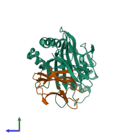 PDB entry 1s7q coloured by chain, side view.