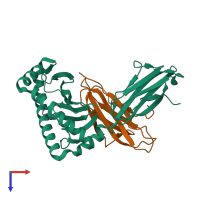PDB entry 1s7q coloured by chain, top view.