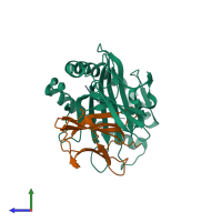 PDB entry 1s7s coloured by chain, side view.