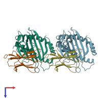 PDB entry 1s7t coloured by chain, top view.
