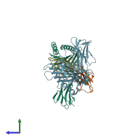 PDB entry 1s7v coloured by chain, side view.