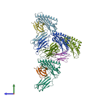 PDB entry 1s7w coloured by chain, side view.