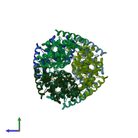PDB entry 1s80 coloured by chain, side view.