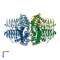PDB entry 1s80 coloured by chain, top view.