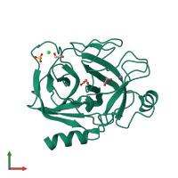 PDB entry 1s81 coloured by chain, front view.