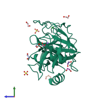 PDB entry 1s82 coloured by chain, side view.