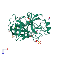 PDB entry 1s82 coloured by chain, top view.