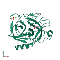PDB entry 1s83 coloured by chain, front view.
