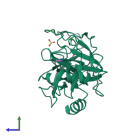 PDB entry 1s83 coloured by chain, side view.