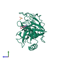 PDB entry 1s85 coloured by chain, side view.