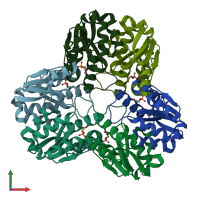 PDB entry 1s89 coloured by chain, front view.