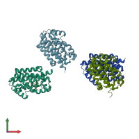 PDB entry 1s8c coloured by chain, front view.