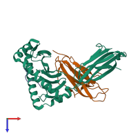 PDB entry 1s8d coloured by chain, top view.