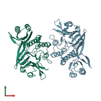 PDB entry 1s8e coloured by chain, front view.