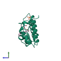 PDB entry 1s8g coloured by chain, side view.