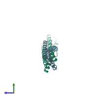 PDB entry 1s94 coloured by chain, side view.
