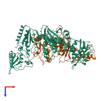 PDB entry 1s9e coloured by chain, top view.