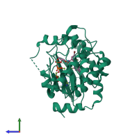 PDB entry 1s9j coloured by chain, side view.