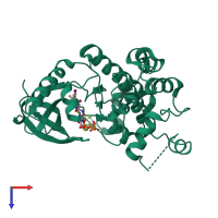 PDB entry 1s9j coloured by chain, top view.