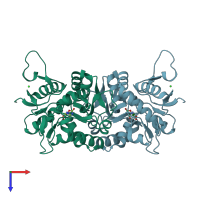 PDB entry 1s9t coloured by chain, top view.