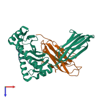 PDB entry 1s9x coloured by chain, top view.