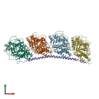 PDB entry 1sa1 coloured by chain, front view.