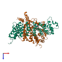 PDB entry 1sa5 coloured by chain, top view.