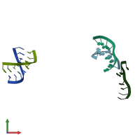 PDB entry 1saq coloured by chain, front view.