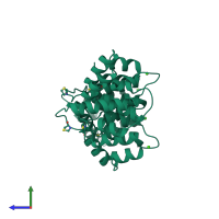 PDB entry 1sav coloured by chain, side view.