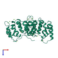 PDB entry 1sav coloured by chain, top view.