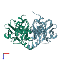 PDB entry 1saw coloured by chain, top view.